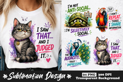 Sarcastic Cat &amp; Animal Quote Sublimation Funny Attitude PNG Product Image 1