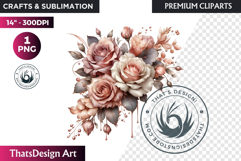 Ethereal Floral arrangements Clipart PNG Rose gold and blush Product Image 1