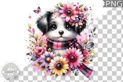 Dog With Flowers Sublimation - Clipart PNG Design Product Image 1