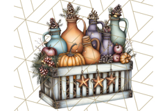 Fall Market Stall Clipart PNG, Rustic Autumn Clip Art Product Image 2