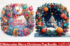 2 Watercolor Merry Christmas PNG | Festive Holiday Product Image 1