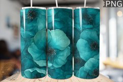 Teal Alcohol Ink Flower Tumbler Wrap -High Quality 300 Dpi Product Image 1