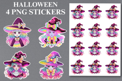 4 Halloween Witch Stickers Png | Printable Product Image 1