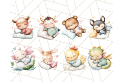 Sleeping Baby Animals PNG, Cozy Pajama Bedtime Clipart Product Image 2