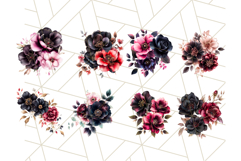 Gothic Floral PNG Bundle with Gold Trim Dark Bouquet Clipart Product Image 4