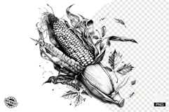 Black and White Halloween Autumn Clipart Product Image 1