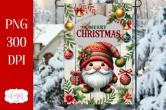 Merry Christmas garden flag sublimation PNG | Cute gnome Product Image 1