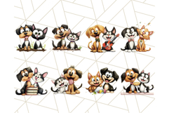 Dog and Cat Friends Clipart, Cute Animal Pet Art PNG Set Product Image 2