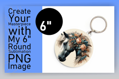 Elegant Keychain Round Design PNG , Horse Product Image 1