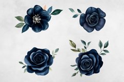 Dark Blue &amp; Blush Pink Flowers Clipart PNG. Product Image 3