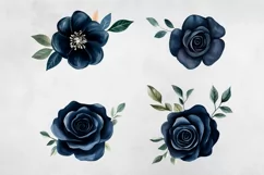 Dark Blue & Blush Pink Flowers Clipart PNG. Product Image 3