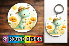 Sweet Circle Car Coaster Design, Cute Dino Product Image 1