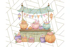 Pastel Halloween Town PNG Clipart, Spooky Shops & Homes Png Product Image 2