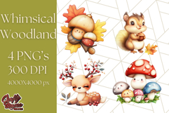 Whimsical Woodland Animals and Nature PNG, Forest Animals Product Image 1