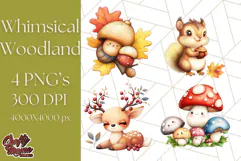 Whimsical Woodland Animals and Nature PNG, Forest Animals Product Image 1
