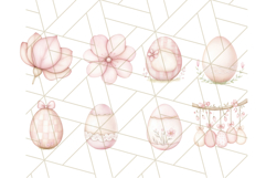 Pastel Pink Easter Flowers and Eggs PNG Cottagecore Clipart Product Image 3