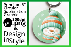 Colorful Round Design Keychain Artwork , Snowman Product Image 1