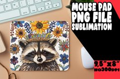 Raccoon with Blooms Sublimation Wrap for Mouse Pad PNG Product Image 1
