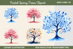Pastel Spring Trees Clipart Bundle PNG Product Image 14