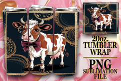 Vibrant Thoughts 20oz tumbler wrap, Cute Cow Product Image 1