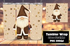 Watercolor Christmas Gnome 20oz Tumbler Wrap PNG Product Image 1