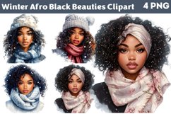 Winter Afro Black Beauties Clipart PNG Product Image 1