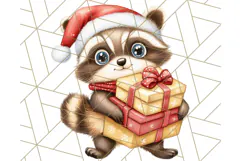 Vintage Christmas Clipart PNG, Cute Animals Holiday Elements Product Image 2