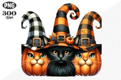 Halloween Cat And Pumpkin Sublimation - Clipart PNG Design Product Image 1