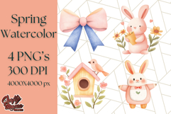 Pastel Watercolor Spring Clipart, Cheerful Floral Png Design Product Image 1