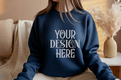 Gildan 18000 Navy Crewneck Sweatshirt Mockups,G180 Product Image 1