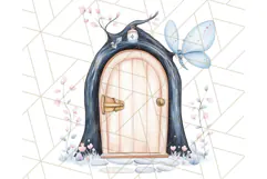 Pastel Blue Fairy Garden Clipart, Enchanted Cottagecore Png Product Image 2