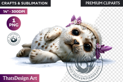 Sea otter Watercolor Arctic Winter Animal Clipart Wildlife Product Image 1
