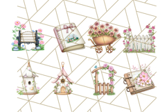 Pink Cottagecore Garden PNG Clipart, Vintage Floral Art Product Image 6