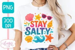 Summer T-shirt sublimation design, Stay Salty sublimation Product Image 3