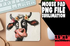 Lighthearted Farm Cow Watercolor Mouse Pad PNG Product Image 1