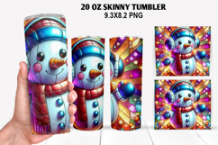 Snowman Skinny Tumbler 20oz Wrap Design, Christmas Tumbler Product Image 1