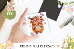 Funny Easter Cow Magnet, Cute Cow Square Coaster Design Product Image 1