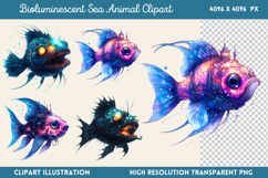 Bioluminescent Sea Animal Clipart PNG Product Image 1
