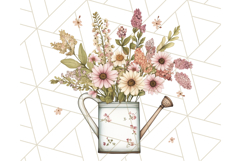 Watering Can Flowers PNG, Rustic Floral Watercolor Clipart Product Image 3
