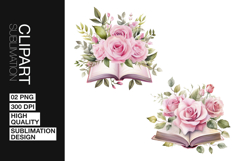Floral Book Art Clipart PNG Product Image 1