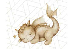 Watercolor Baby Dragon Clipart, Cute Nursery Fantasy PNG Product Image 4
