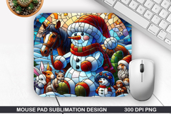 Snowman Mouse Pad Sublimation, Christmas Mouse Pad PNG Product Image 1