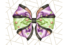 Muted Halloween Bow Clipart, Fall Ribbon PNG Autumn Hair Bow Product Image 2