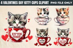 Valentines Day Kitty Cups Clipart PNG Product Image 1