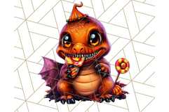 Bright Halloween Dinosaur PNG Clipart with Holiday Elements Product Image 2
