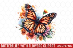 Butterflies With Flowers Clipart Product Image 1