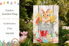 Cartoon Easter Garden Flag, Floral Easter Basket Sublimation Product Image 1