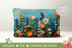 Knitted Flowers Cosmetic Bag PNG, Floral Cosmetic Bag Print Product Image 1