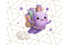 Alien Christmas Clipart, Cute Outer Space Holiday PNG Product Image 2