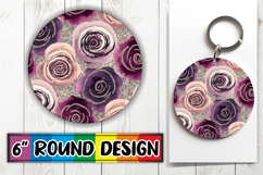 Heartfelt Circle Keychain Sublimation, Flower Pattern Product Image 1